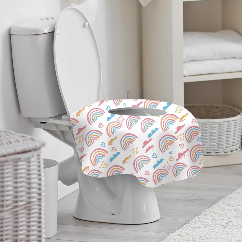 DEEKI 60 Pack Toilet Seat Covers Disposable, Safe No-Slip Waterproof for Kids Toddlers Use in Potty Training Public Restrooms Toilets, Portable Clean Covers for Adults Travel -Rainbow (60 P) - Image 4